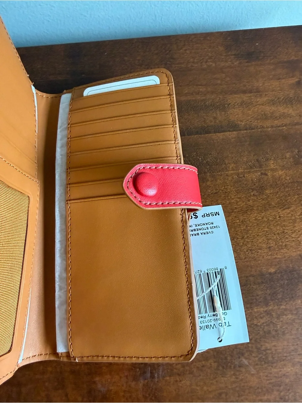 VERA BRADLEY Leather Tab Wallet Goji Berry Red - Picture 4 of 7